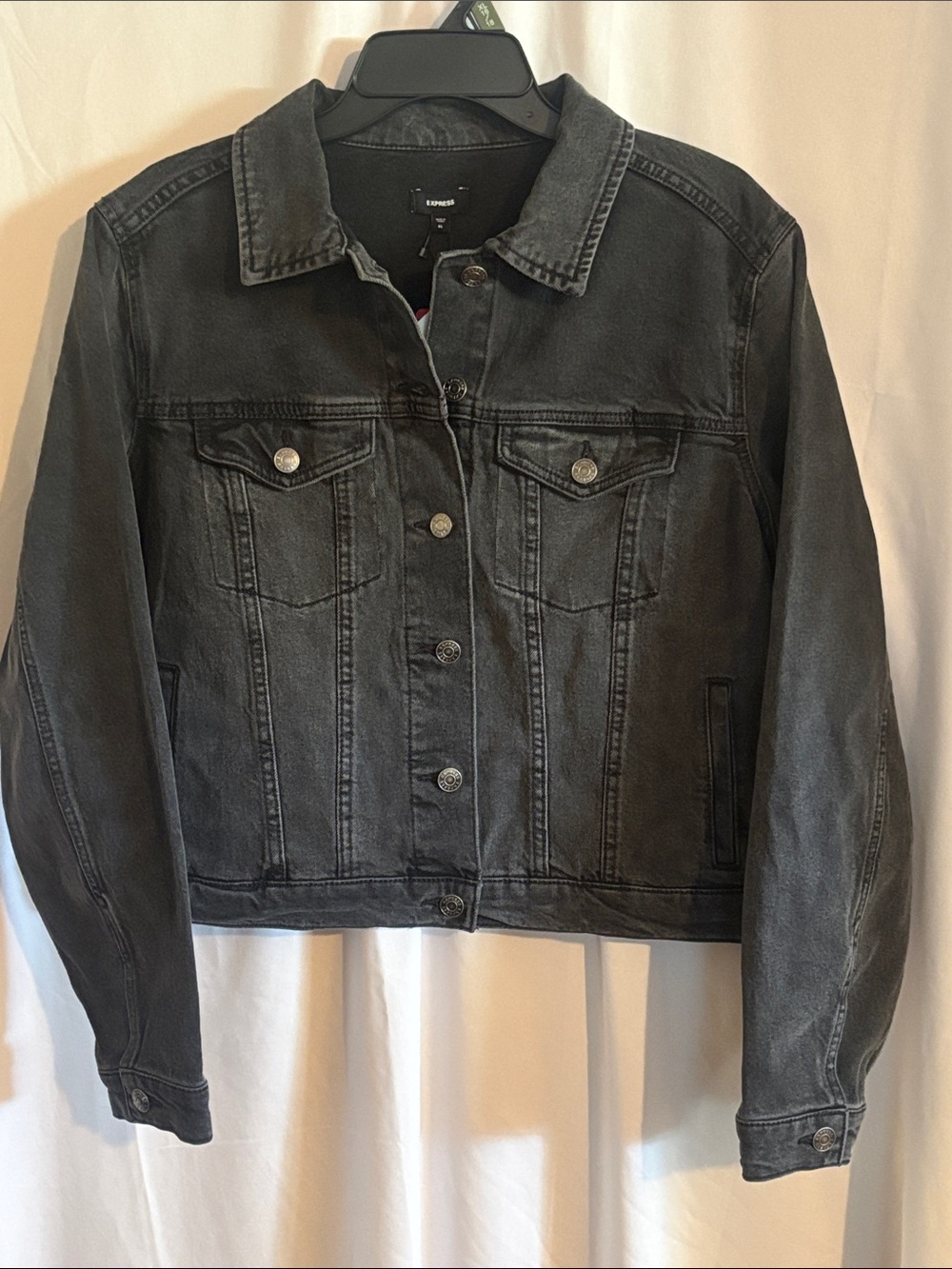 Express Women's Classic Fit Denim Trucker Jacket - Washed Black - XL